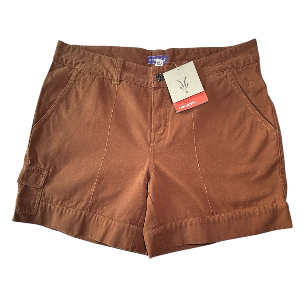 Ibex Deere Cotton Canvas Hiking Shorts 8 Bean Brown Relaxed Wide Waist Band NWT